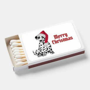 Dalmatian Dog Red Stocking Cap Merry Christmas Matchboxes