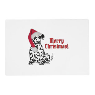 Dalmatian Dog Red Stocking Cap Merry Christmas Placemat