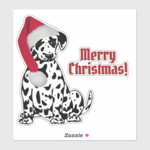 Dalmatian Dog Red Stocking Cap Merry Christmas Sticker