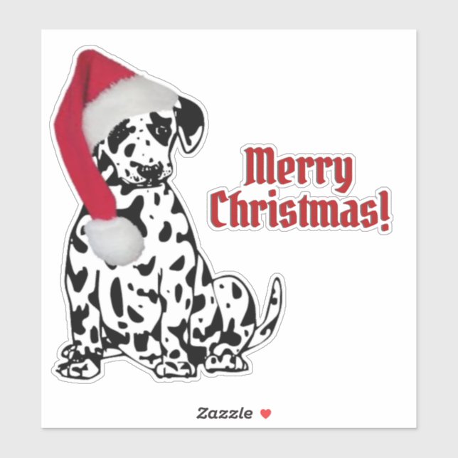 Dalmatian Dog Red Stocking Cap Merry Christmas Sticker (Sheet)
