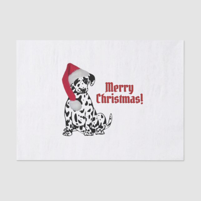 Dalmatian Dog Red Stocking Cap Merry Christmas Tissue Paper (Front)