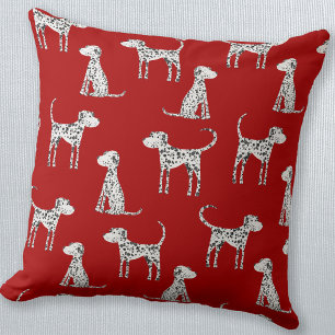 Dalmatian Dog Red Throw Pillow