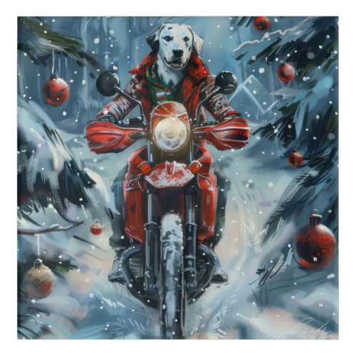 Dalmatian Dog Riding Motorcycle Christmas Acrylic Print