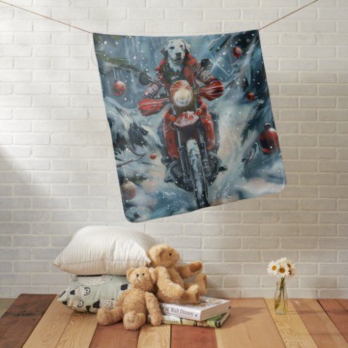 Dalmatian Dog Riding Motorcycle Christmas Baby Blanket