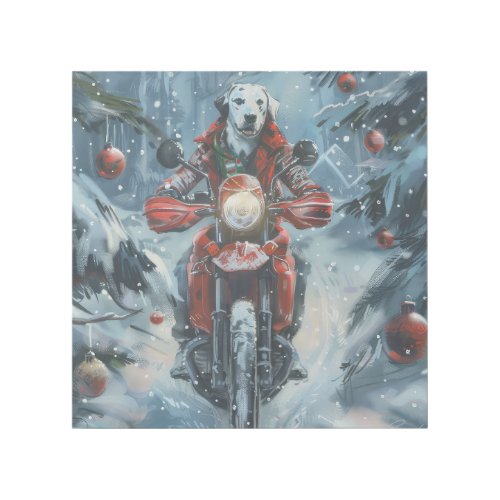 Dalmatian Dog Riding Motorcycle Christmas Gallery Wrap