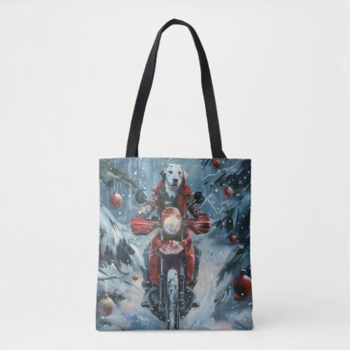 Dalmatian Dog Riding Motorcycle Christmas Tote Bag