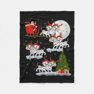 Dalmatian Dog Santa Sleigh Flying Funny Magical Ch Fleece Blanket
