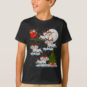 Dalmatian Dog Santa Sleigh Flying Funny Magical Ch T-Shirt