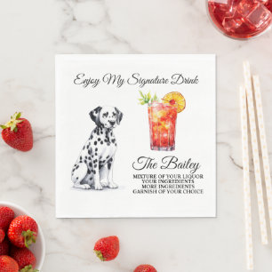 Dalmatian Dog Signature Drink Wedding Napkins