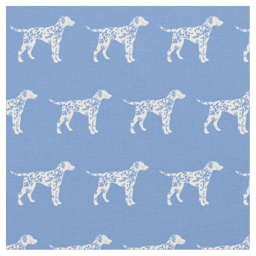Dalmatian Dog Silhouette Pet Light Blue Fabric
