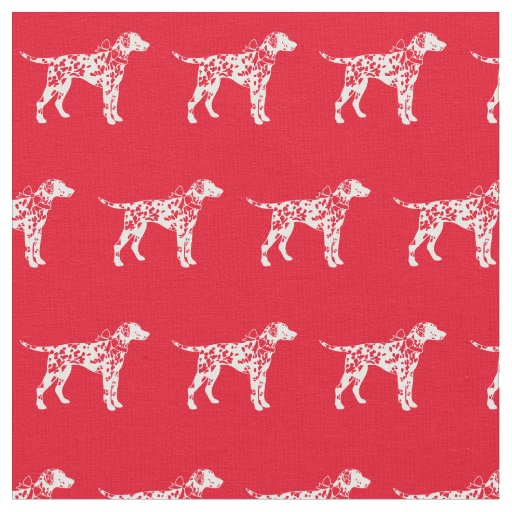 Dalmatian Dog Silhouette Pet Red Fabric