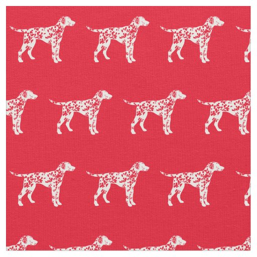 Dalmatian Dog Silhouette Pet Red Fabric