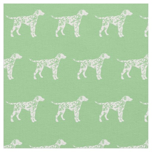 Dalmatian Dog Silhouette Pet Sage Green Fabric