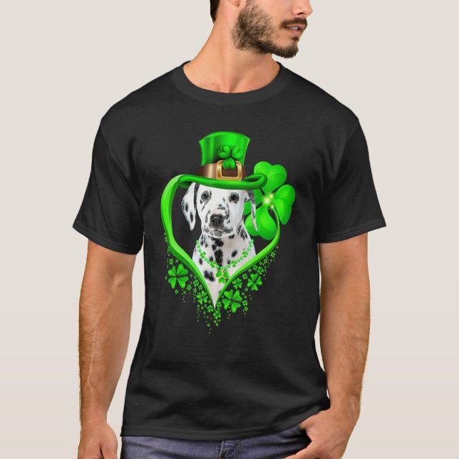 Dalmatian Dog St Patricks Day Lover Irish Shamrock T-Shirt (Front)