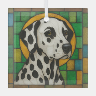 Dalmatian Dog "Stained Glass" Glass Ornam Glass Ornament