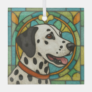 Dalmatian Dog "Stained Glass" Glass Ornam Glass Ornament