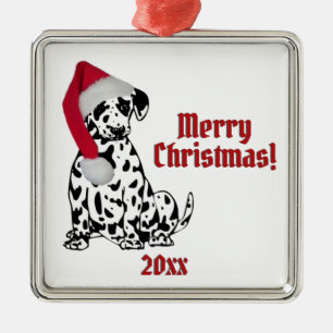 Dalmatian Dog Stocking Cap Merry Christmas Year Metal Ornament
