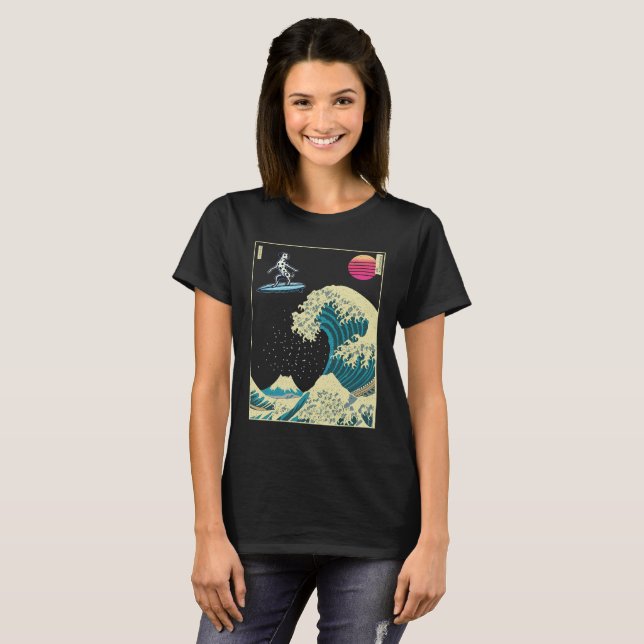 Dalmatian Dog Surfing on a Kanagawa Wave Japanese  T-Shirt (Front Full)