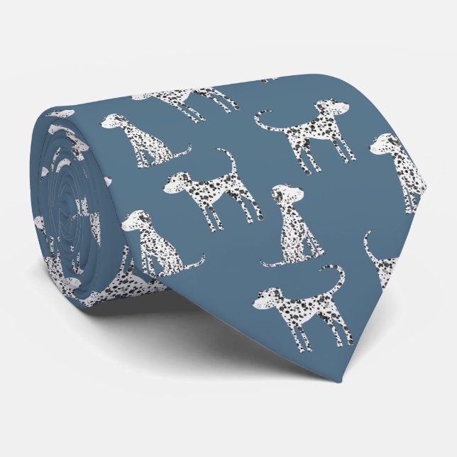 Dalmatian Dog Teal Green Neck Tie (Rolled)