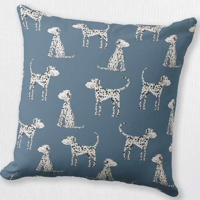 Dalmatian Dog Teal Green Throw Pillow (Cute Dalmatian pattern throw pillow for dog lovers)