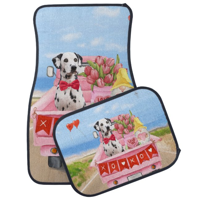 Dalmatian Dog Valentine's Day Truck Hearts Car Floor Mat (Set)