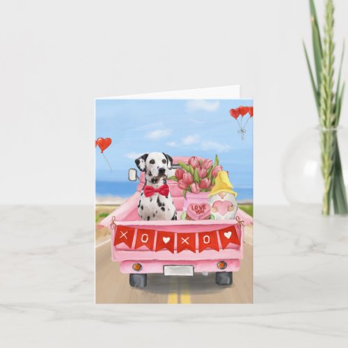 Dalmatian Dog Valentines Day Truck Hearts Card