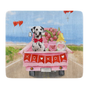 Dalmatian Dog Valentine's Day Truck Hearts Cutting Board