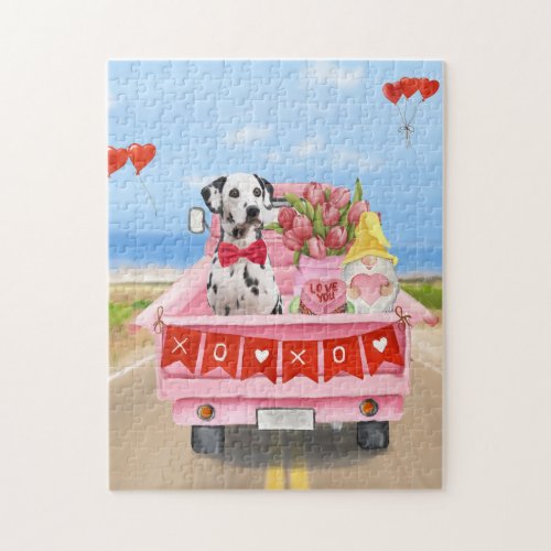 Dalmatian Dog Valentines Day Truck Hearts Jigsaw Puzzle