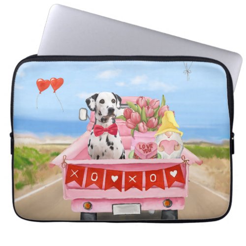 Dalmatian Dog Valentines Day Truck Hearts Laptop Sleeve