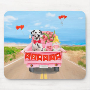 Dalmatian Dog Valentine's Day Truck Hearts Mouse Pad