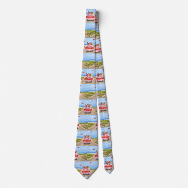 Dalmatian Dog Valentine's Day Truck Hearts Neck Tie (Front)