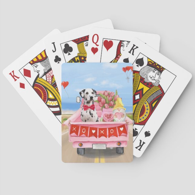 Dalmatian Dog Valentine's Day Truck Hearts Poker Cards (Back)
