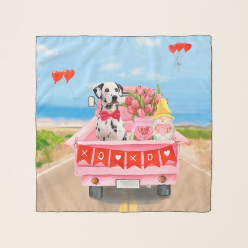 Dalmatian Dog Valentines Day Truck Hearts Scarf