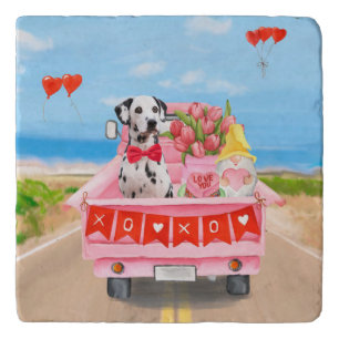 Dalmatian Dog Valentine's Day Truck Hearts Trivet