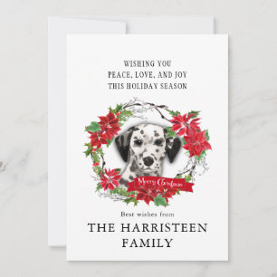 Dalmatian Dog Watercolor Poinsettia Christmas Holiday Card