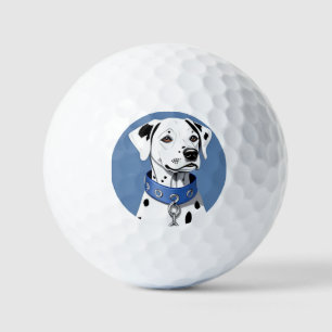 Dalmatian Dog Wearing a Blue Collar Golf Balls