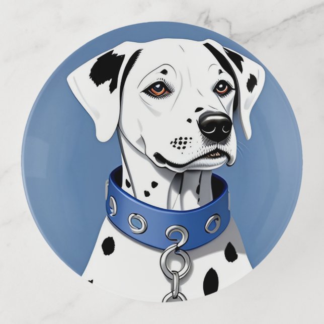 Dalmatian Dog Wearing a Blue Collar Trinket Tray (Front)