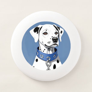 Dalmatian Dog Wearing a Blue Collar Wham-O Frisbee