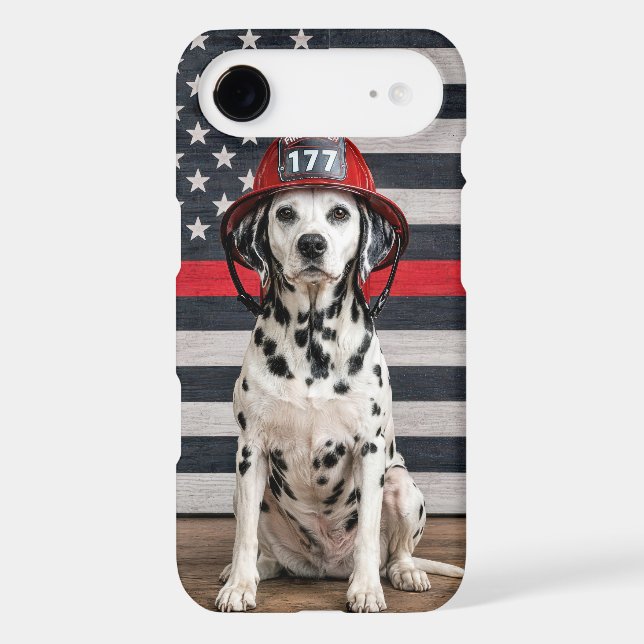 Dalmatian Dog Wearing a Fireman Helmet iPhone Case (Back)