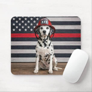 Dalmatian Dog Wearing a Fireman Helmet Mouse Pad