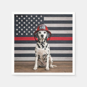Dalmatian Dog Wearing a Fireman Helmet Napkins