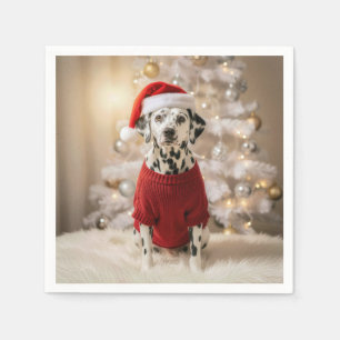 Dalmatian Dog Wearing a Red Christmas Sweater Napkins