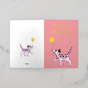 Dalmatian dog wishes happy birthday foil greeting card