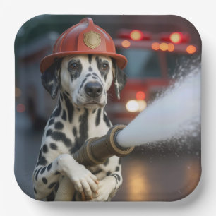 Dalmatian Dog With a Fire Hose Paper Plates