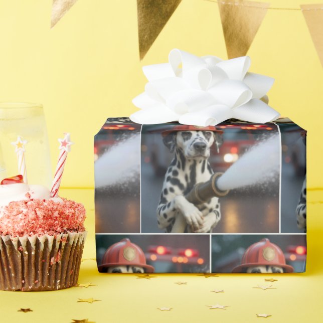 Dalmatian Dog With a Fire Hose Wrapping Paper (Birthday Party)