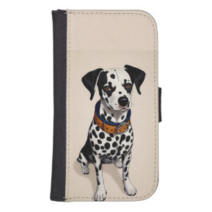Dalmatian Dog with Black Spots and Collar Galaxy S4 Wallet Case