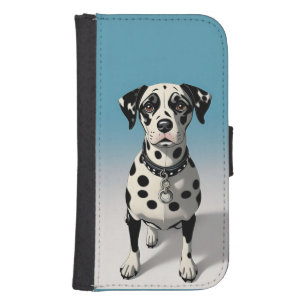 Dalmatian Dog with Black Spots and Collar Galaxy S4 Wallet Case