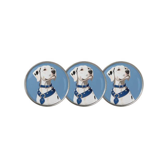 Dalmatian Dog With Blue Collar Golf Ball Marker (3 Up)