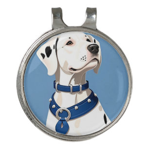 Dalmatian Dog With Blue Collar Golf Hat Clip