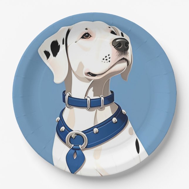 Dalmatian Dog With Blue Collar Paper Plates (Front)